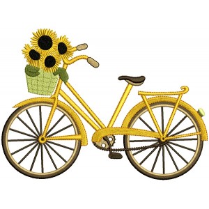 Bicycle With Sunflowers Filled Machine Embroidery Design Digitized Pattern